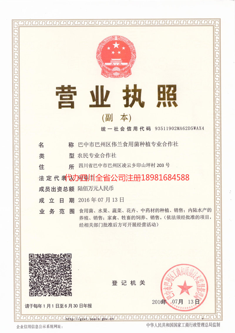 城口城口伟兰食用菌种植专业合作社